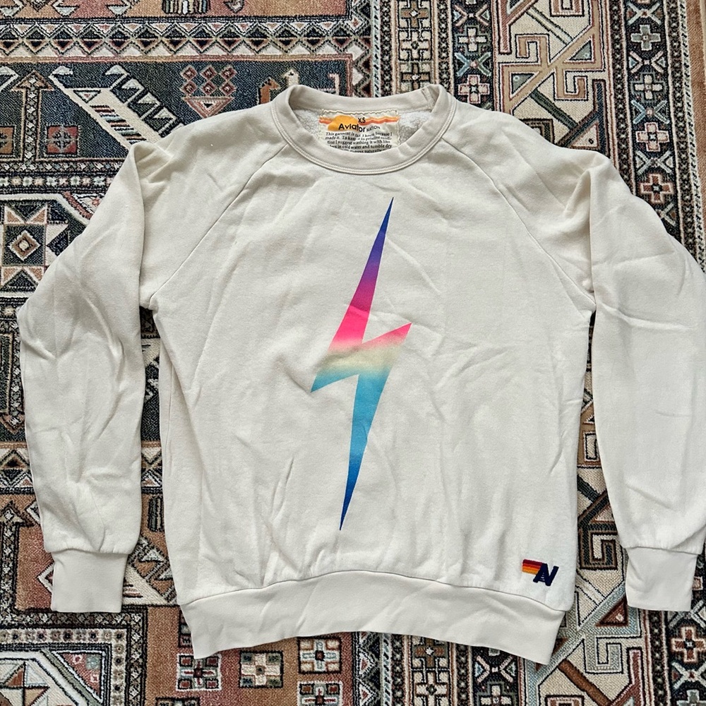 Aviator Nation Cream Lightning Bolt Sweater